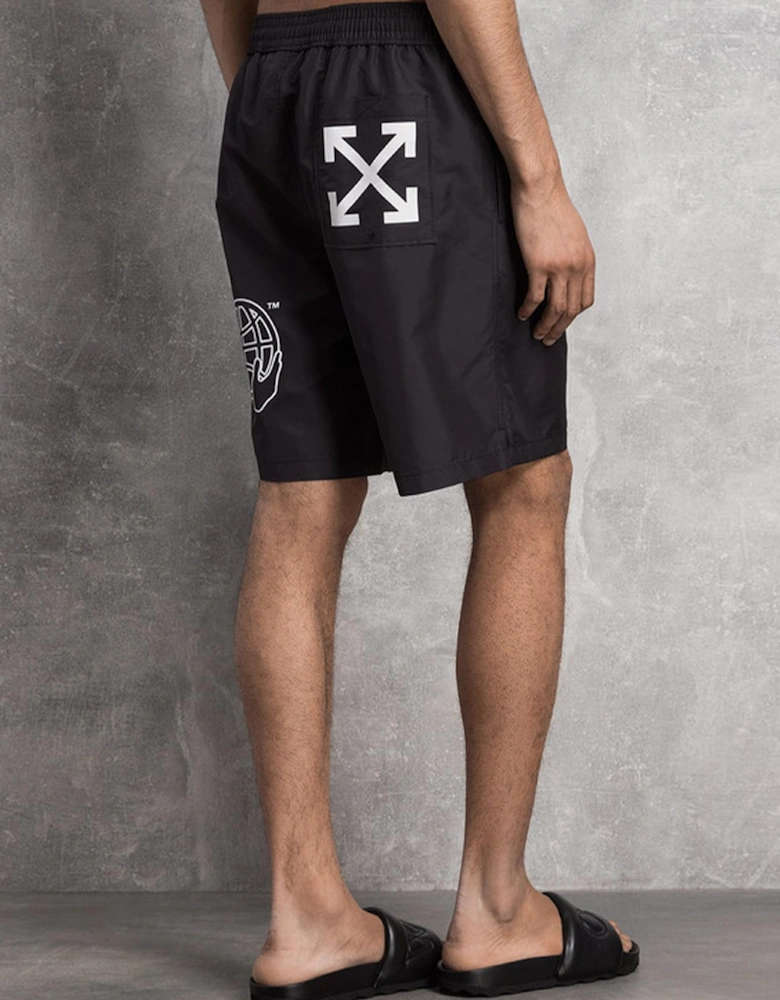 Exact Opposite Surfer Printed Swim Shorts in Black