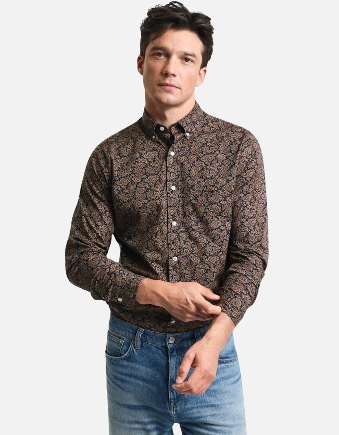 Reg Paisley Printed Shirt - Prussian Blue