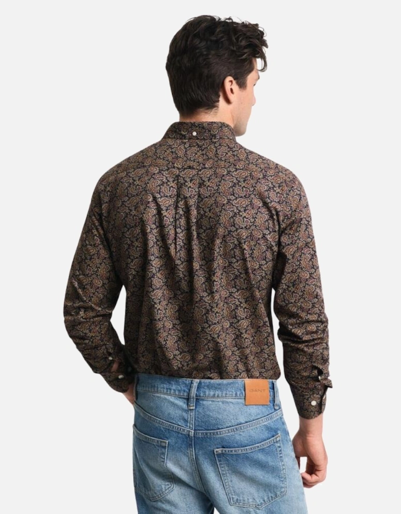 Reg Paisley Printed Shirt - Prussian Blue