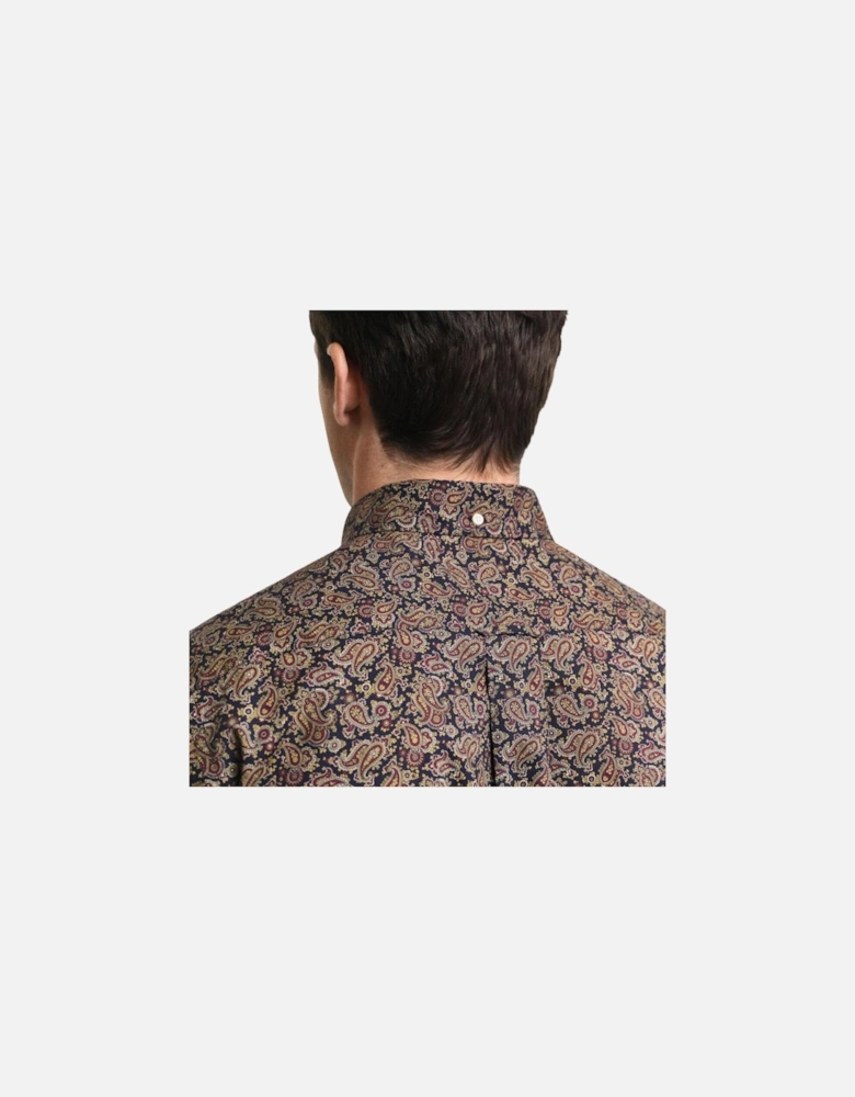 Reg Paisley Printed Shirt - Prussian Blue