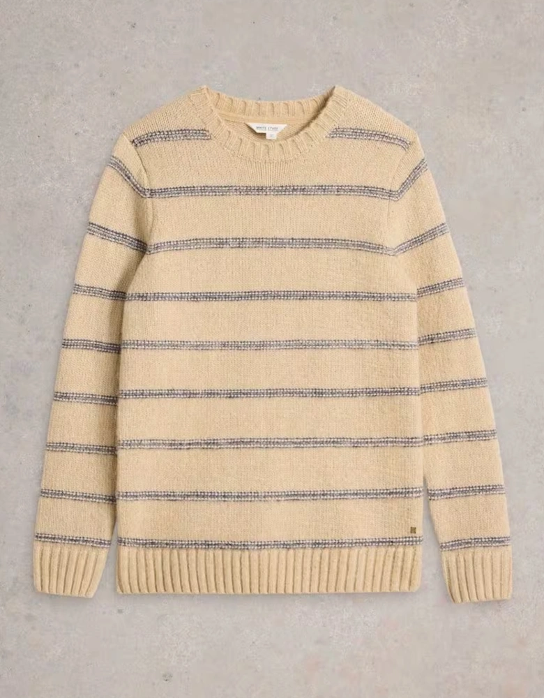 Men's Breton Stripe Crew Neck Jumper Natural  Multi