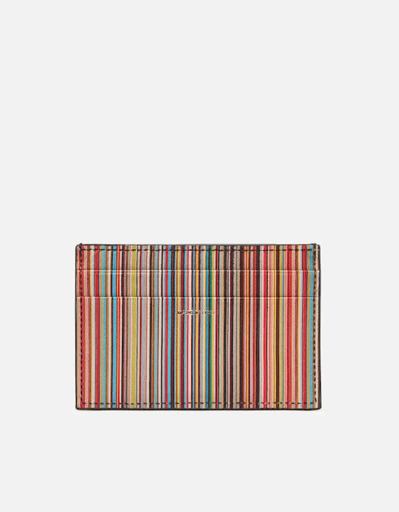 PS Striped Leather Credit Card Case