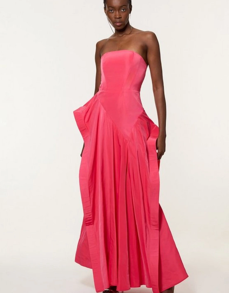 Taffeta Drama Sculptural Tailored Maxi Dress