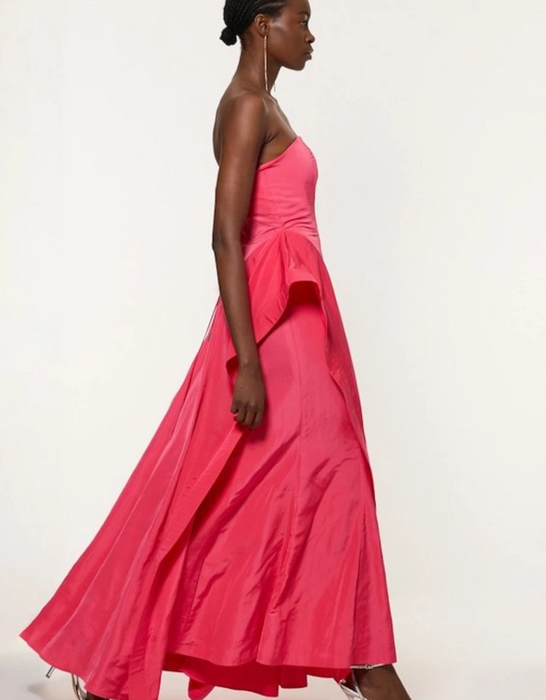 Taffeta Drama Sculptural Tailored Maxi Dress