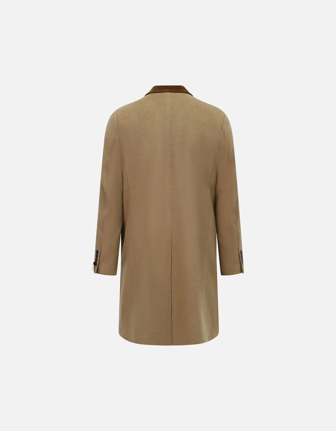 Winston Single Breasted Overcoat with Velvet Trim Collar | Camel