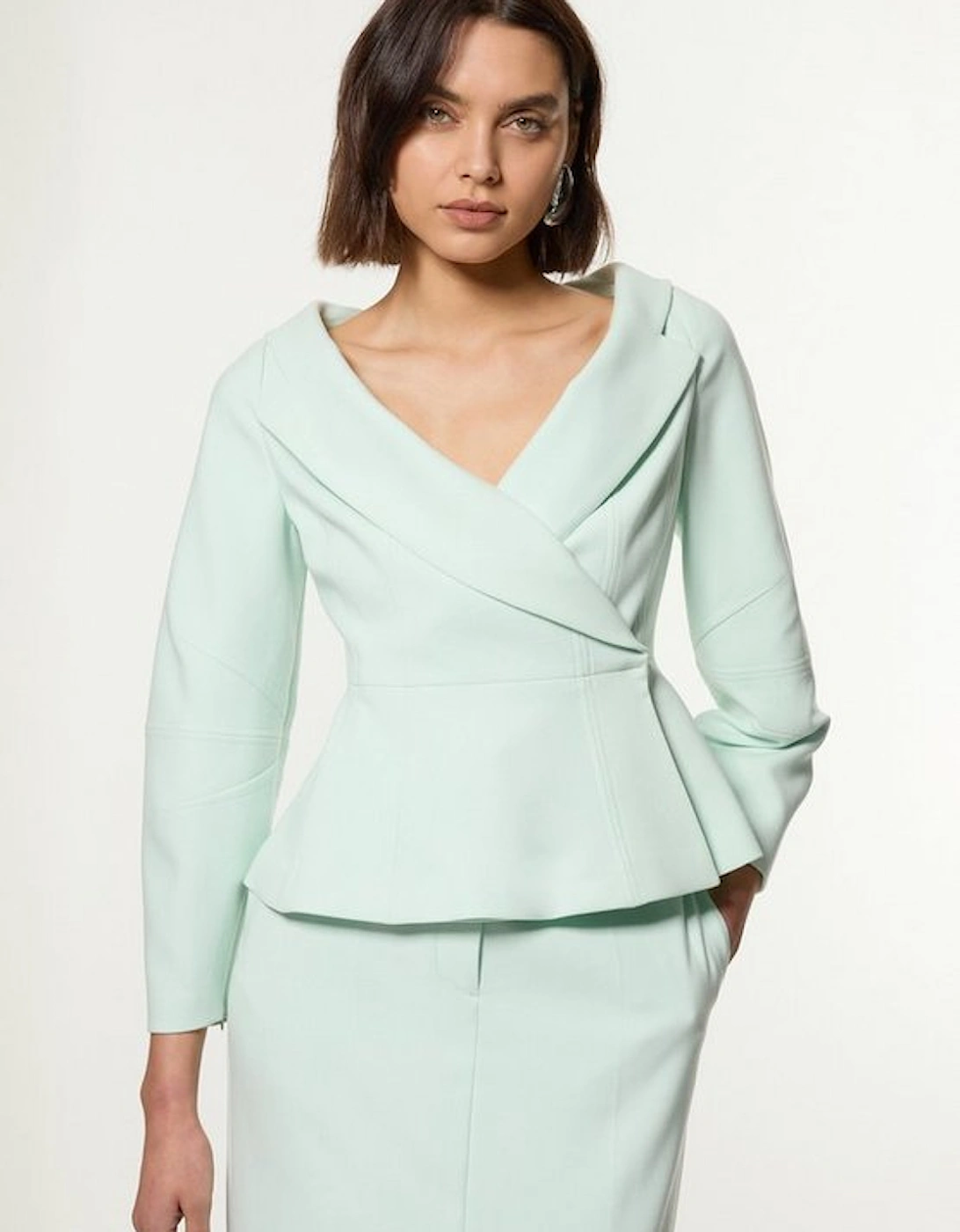 Compact Stretch Tailored Asymmetric Peplum Jacket, 5 of 4