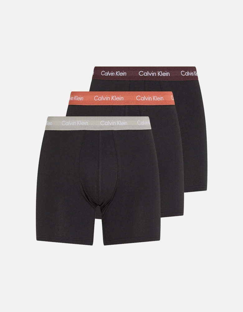 3-Pack Cotton Stretch Boxer Briefs, Black