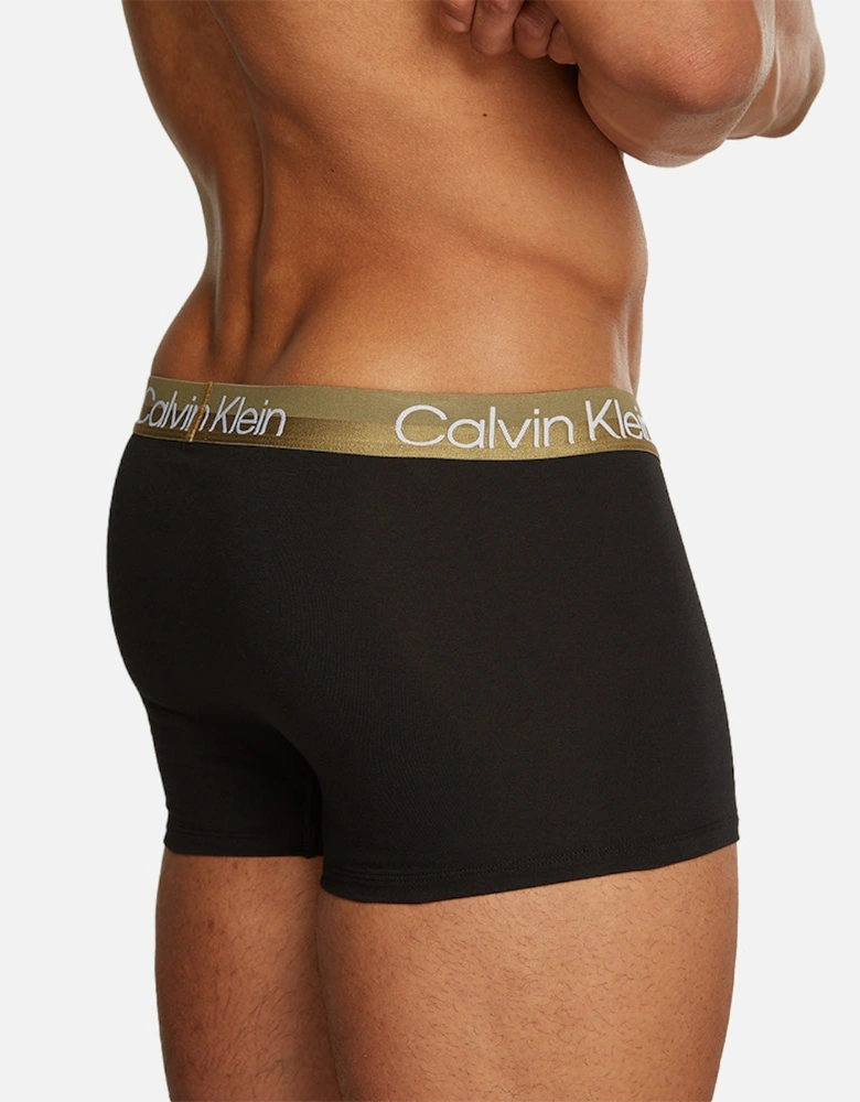 3-Pack Modern Structure Boxer Trunks, Black