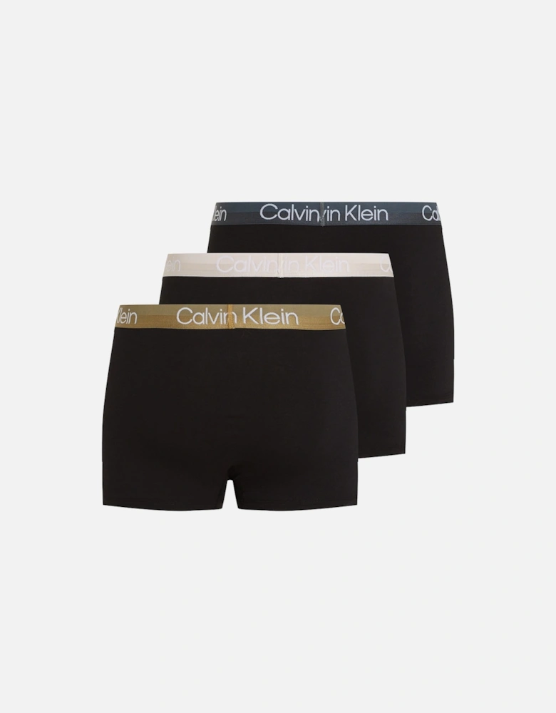 3-Pack Modern Structure Boxer Trunks, Black