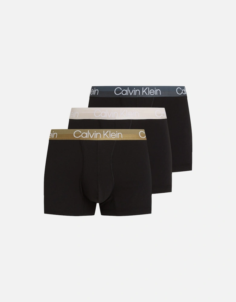 3-Pack Modern Structure Boxer Trunks, Black