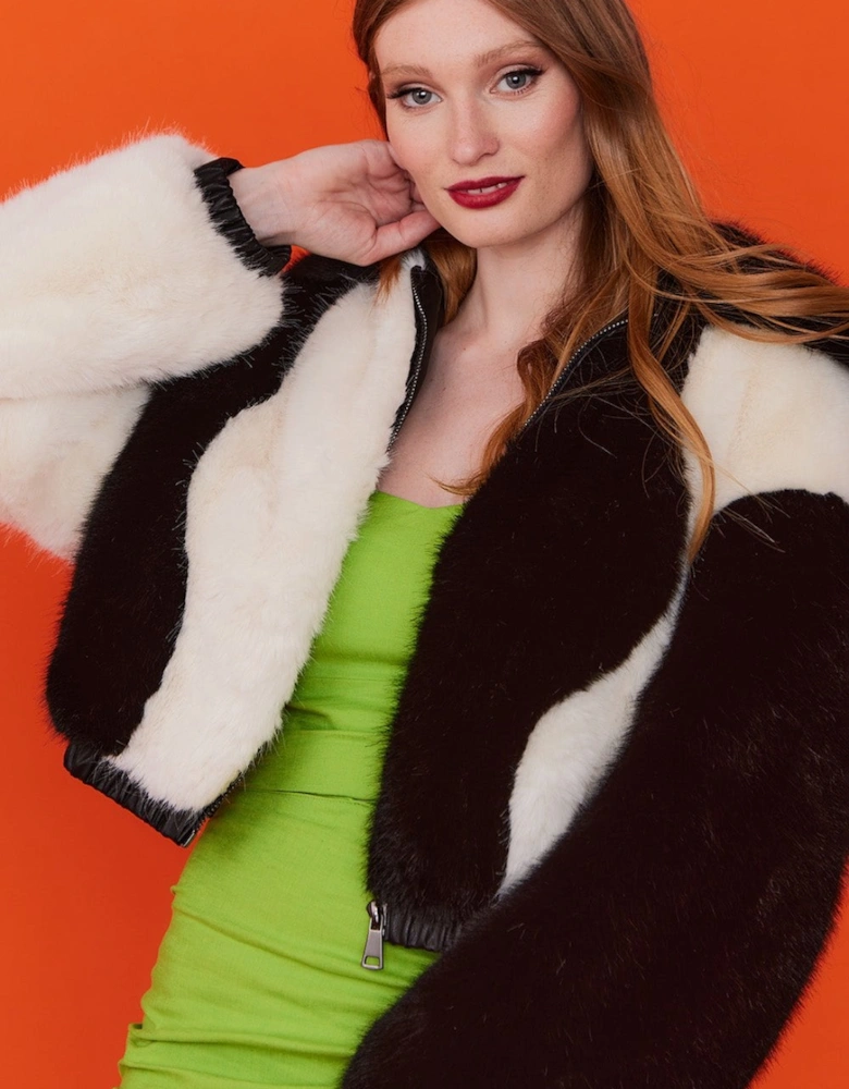 Faux Fur Two Tone Jacket