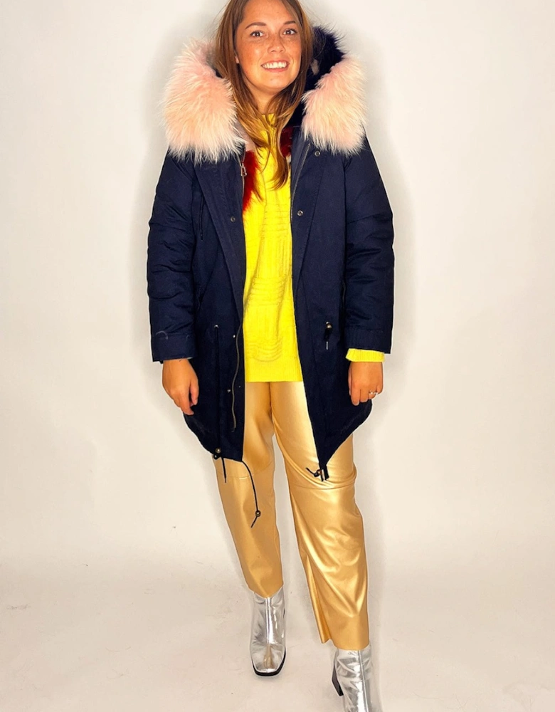 Three in One Parka Coat with Faux Fur Trim