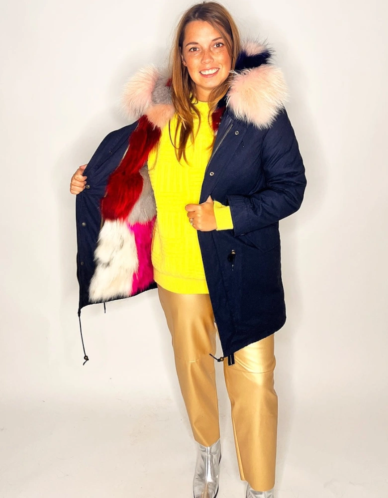 Three in One Parka Coat with Faux Fur Trim