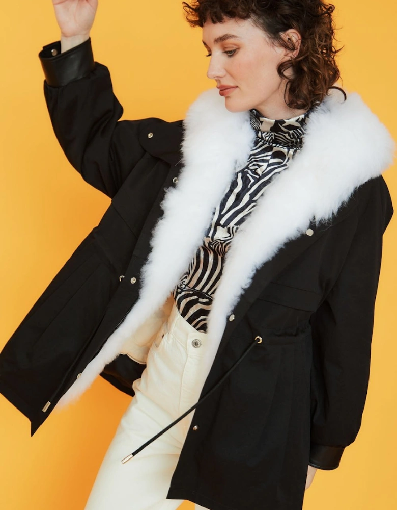 Oversized Shearling Parka Coat