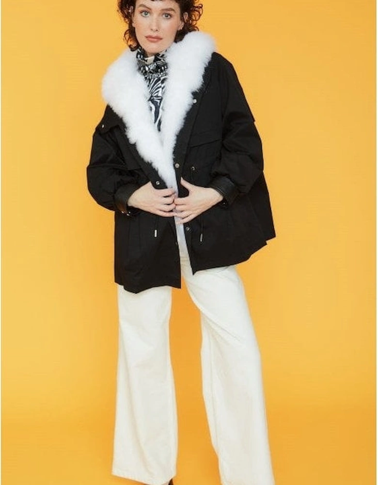 Oversized Shearling Parka Coat