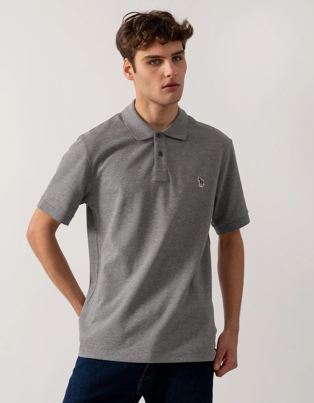 Mens PS Paul Smith Mens Regular Fit Short Sleeve Zebra Polo Shirt M2R-183K-PZEBRA - Grey - Size: 38/Regular