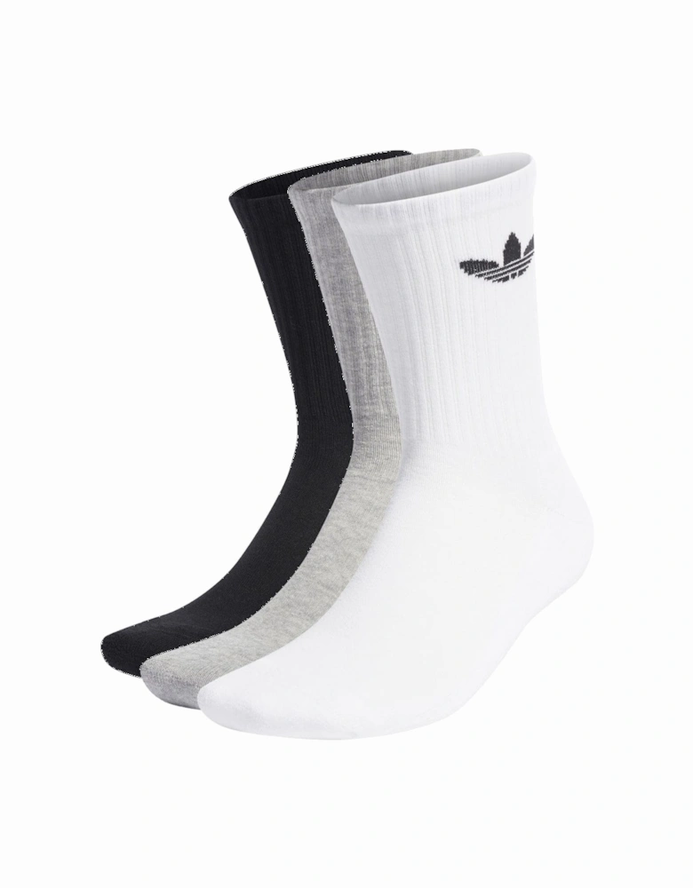 Mens Cushioned Trefoil Mid-Cut Crew Socks 3-Pack