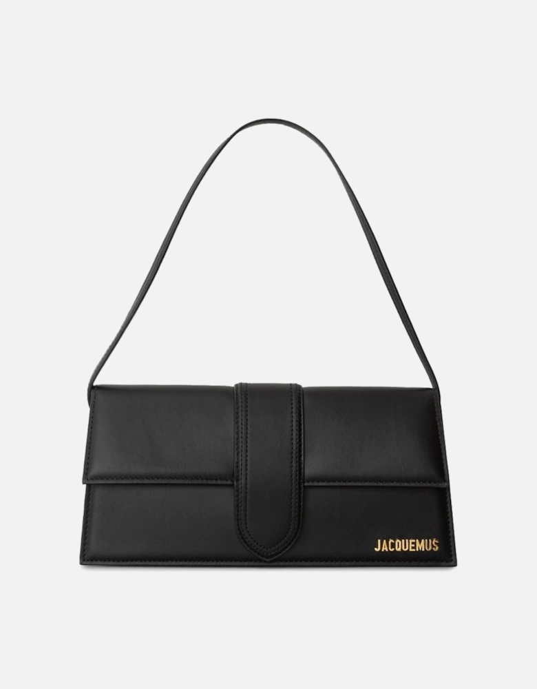 Leather Shoulder Bag with Gold-Tone Hardware Women - Black