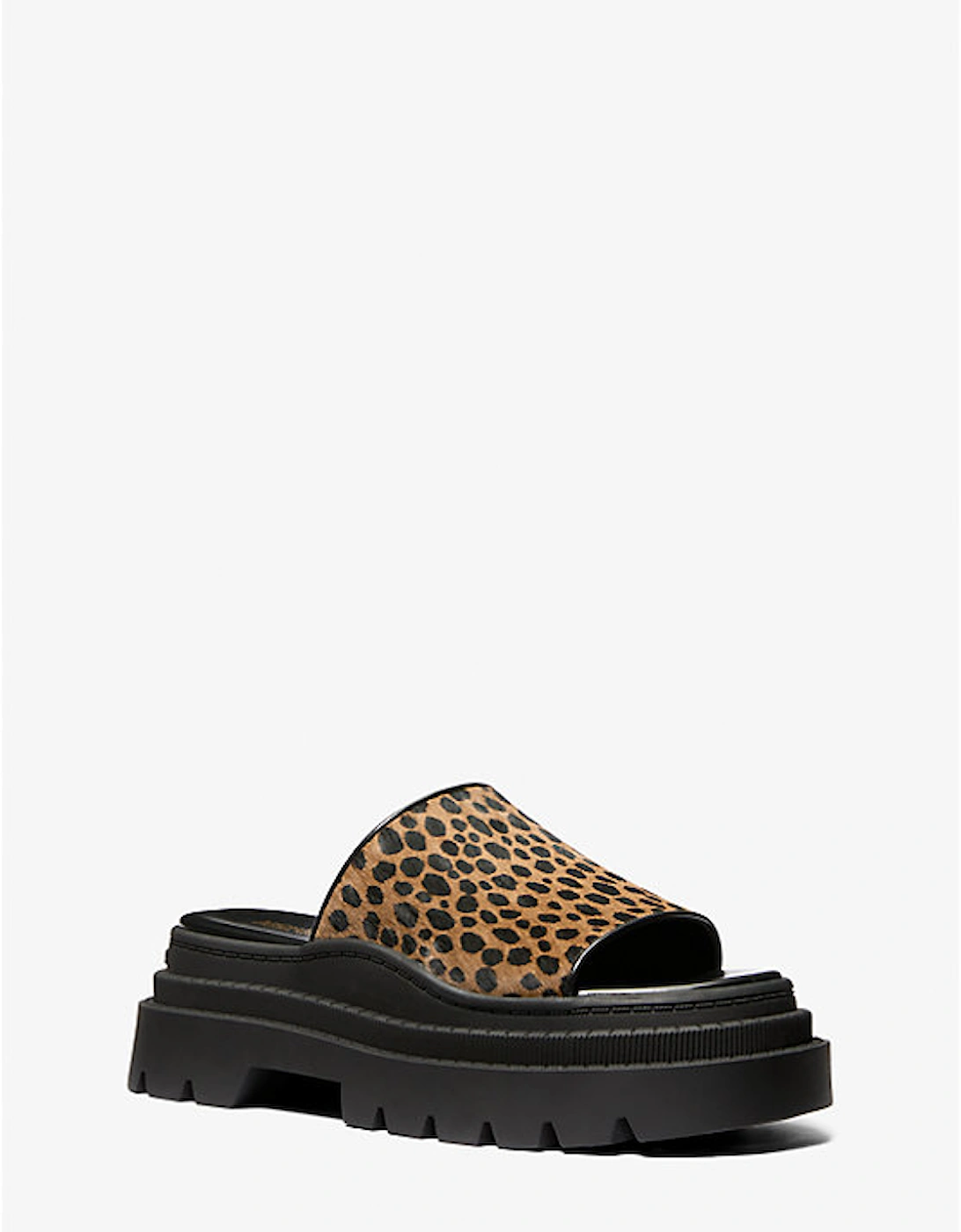 Kendra Cheetah Print Calf Hair Platform Slide Sandal, 2 of 1