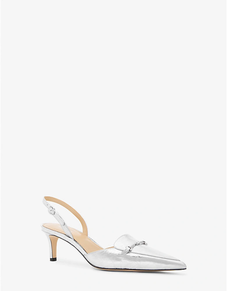 Lena Crackled Metallic Leather Slingback Pump