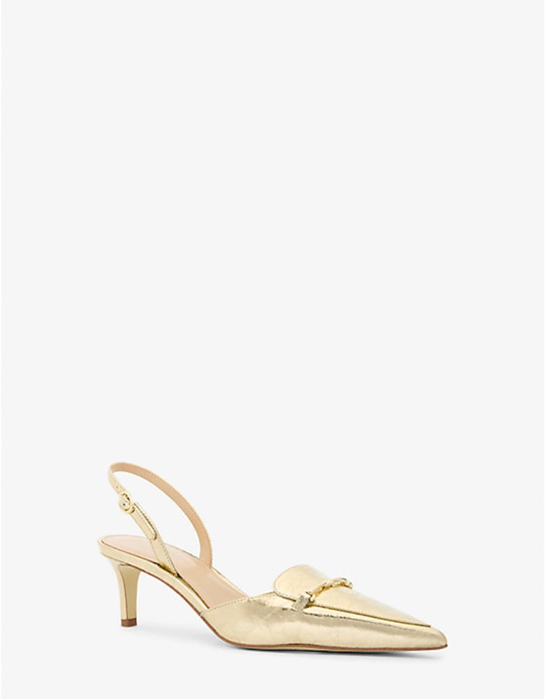 Lena Crackled Metallic Leather Slingback Pump