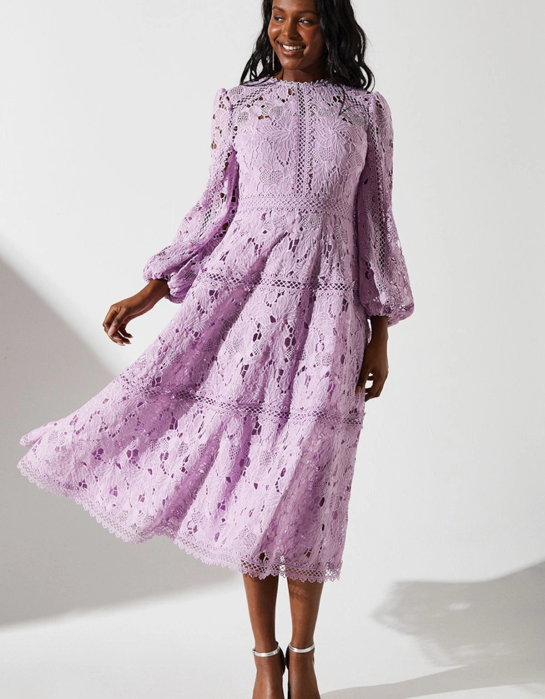 Lace Panelled Long Sleeve Dress