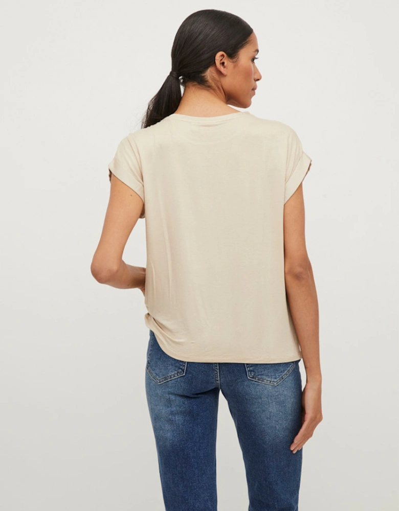 Elette Short Sleeve Satin Top Cement