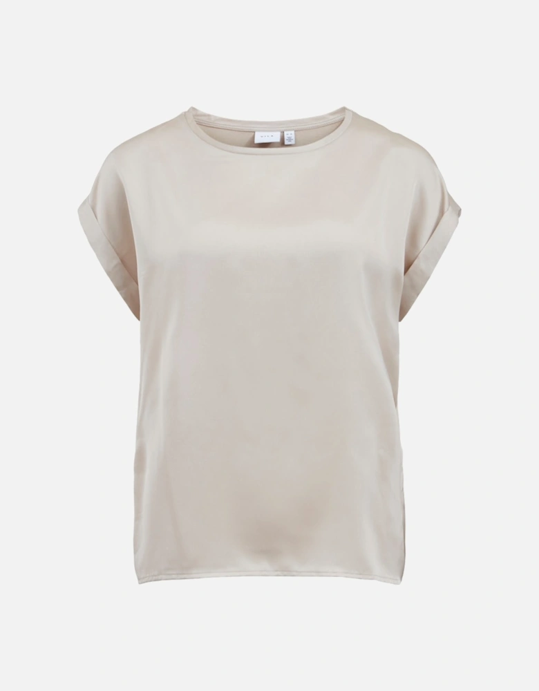 Elette Short Sleeve Satin Top Cement