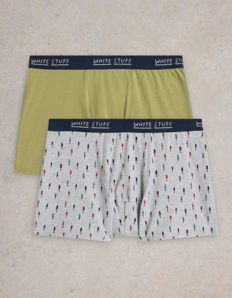 Men's 2 Pack Boxers Plain and Print Grey Multi