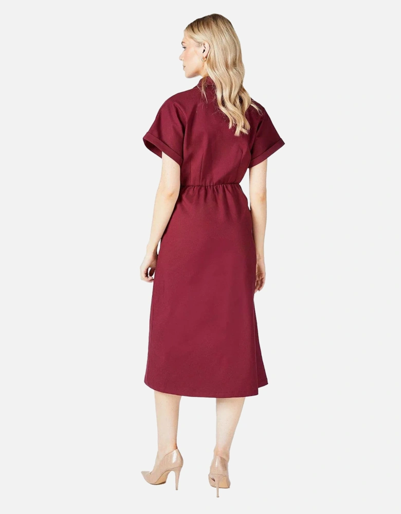 Womens/Ladies Crepe Button Detail Wrap Dress