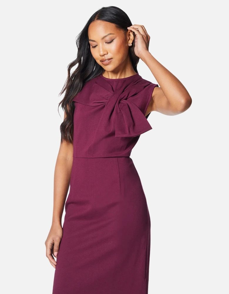 Womens/Ladies Ponte Bow Detail Midi Dress