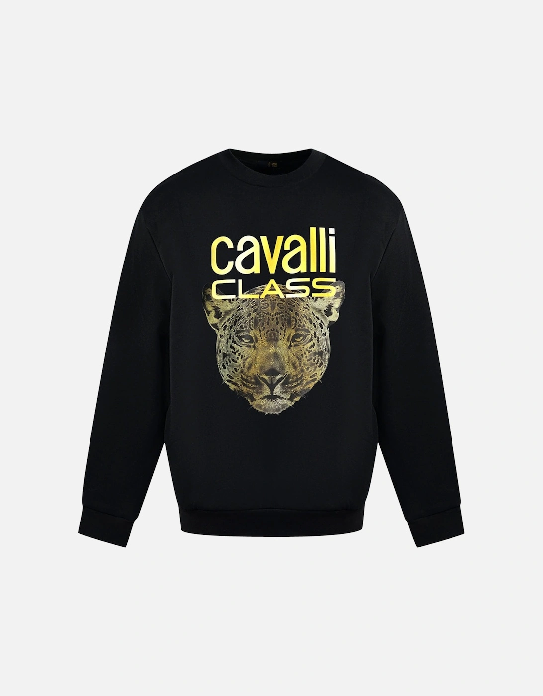 Cavalli Class Leopard Print Logo Black Jumper, 3 of 2