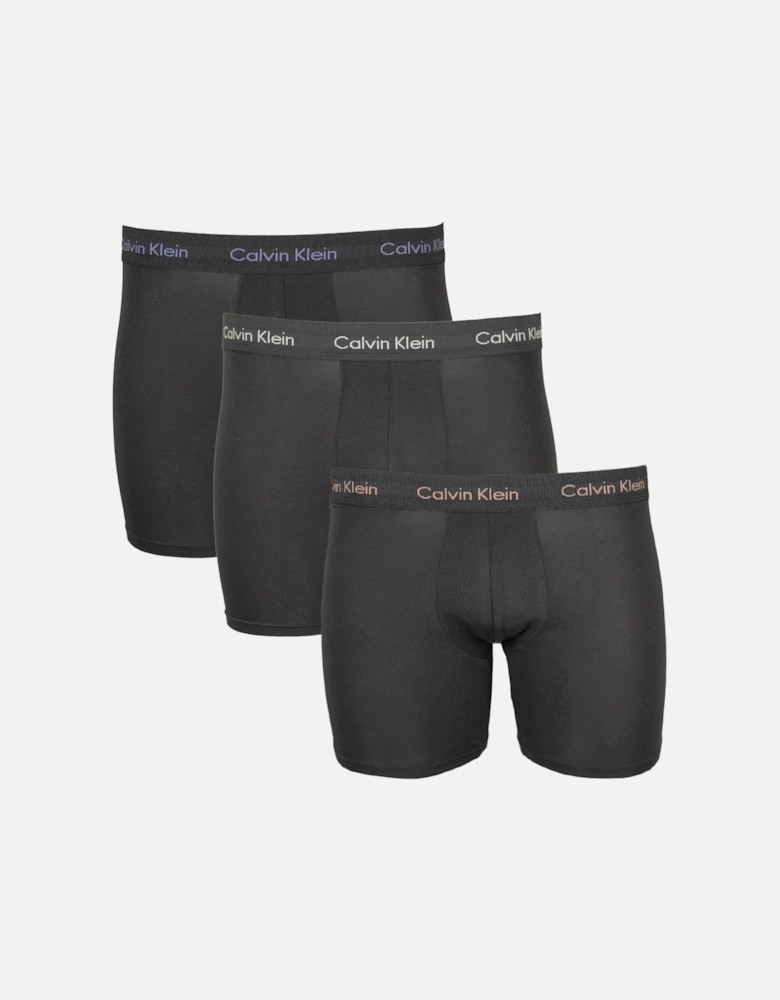3-Pack Cotton Stretch Boxer Briefs, Black