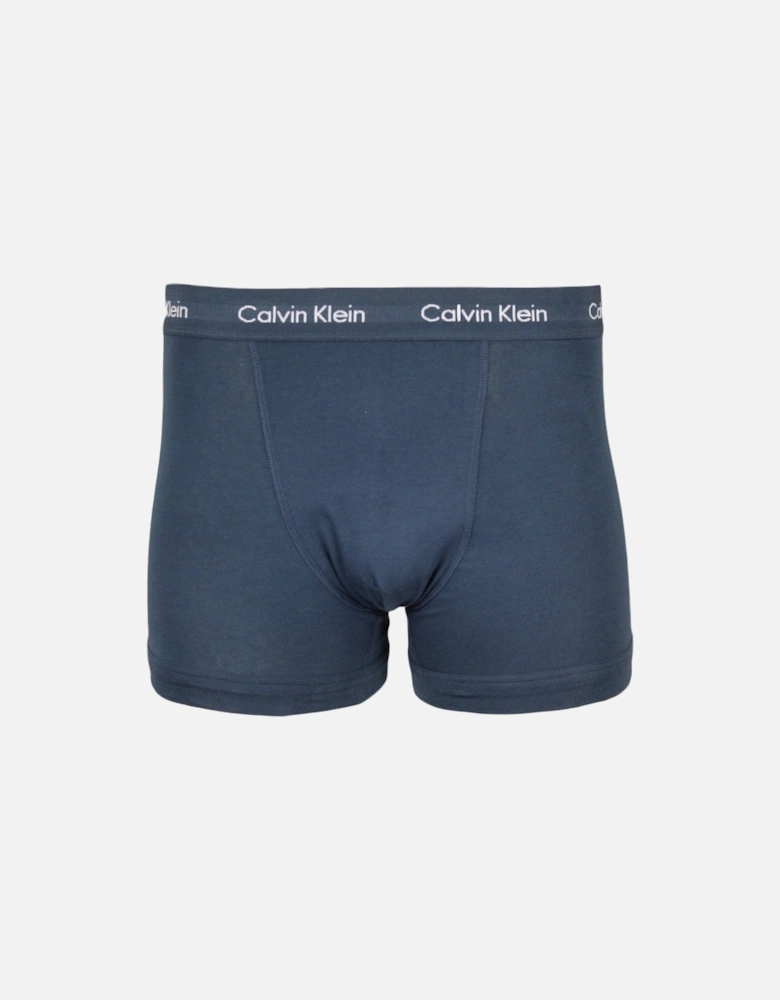 3-Pack Cotton Stretch Boxer Trunks, Black/Blue/Grey