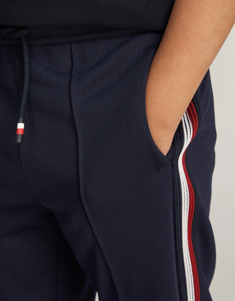 Boys Global Stripe Reg Track Pants - Navy