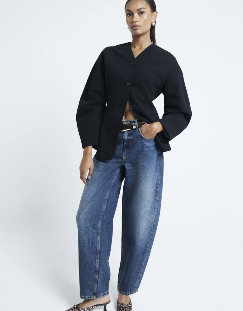 Denim Seamed Barrel Jeans