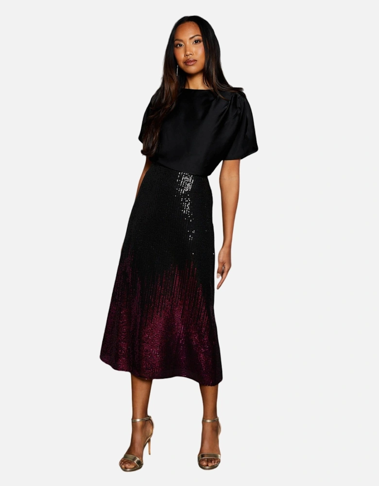 Womens/Ladies Ombre Sequins Midi Skirt