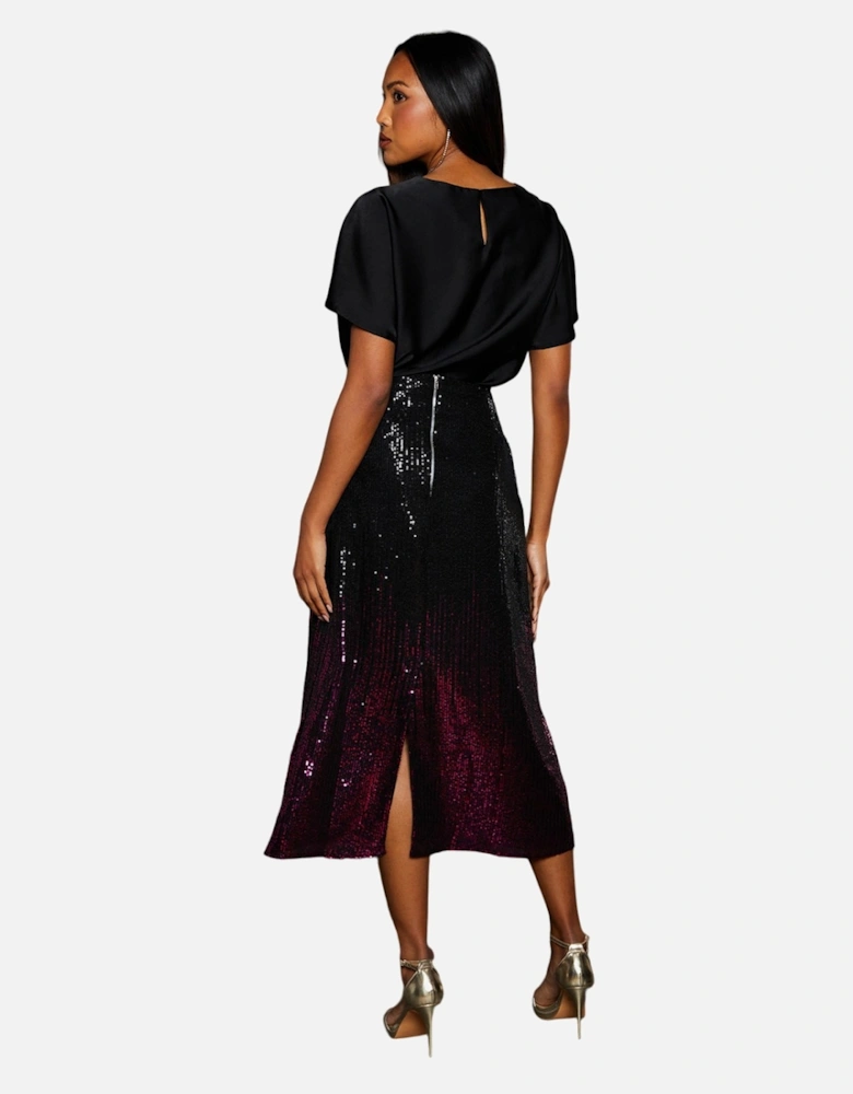 Womens/Ladies Ombre Sequins Midi Skirt