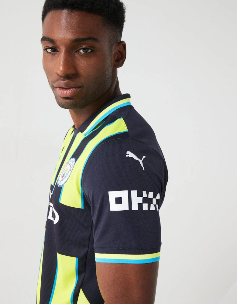 Men's Manchester City 24/25 Short Sleeved Away Stadium Jersey - Navy