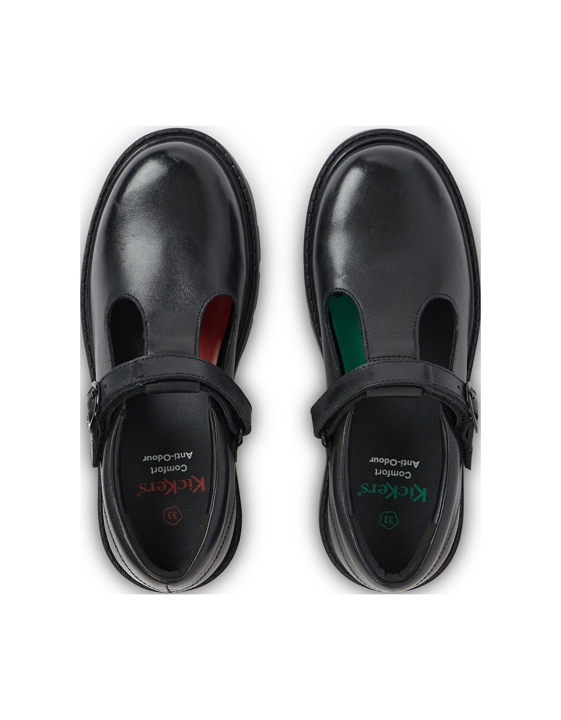 Girls Kori T Bar Leather School Shoe - Black