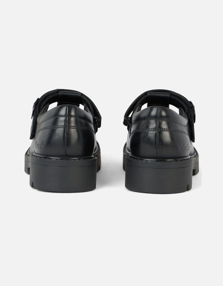Girls Kori T Bar Leather School Shoe - Black