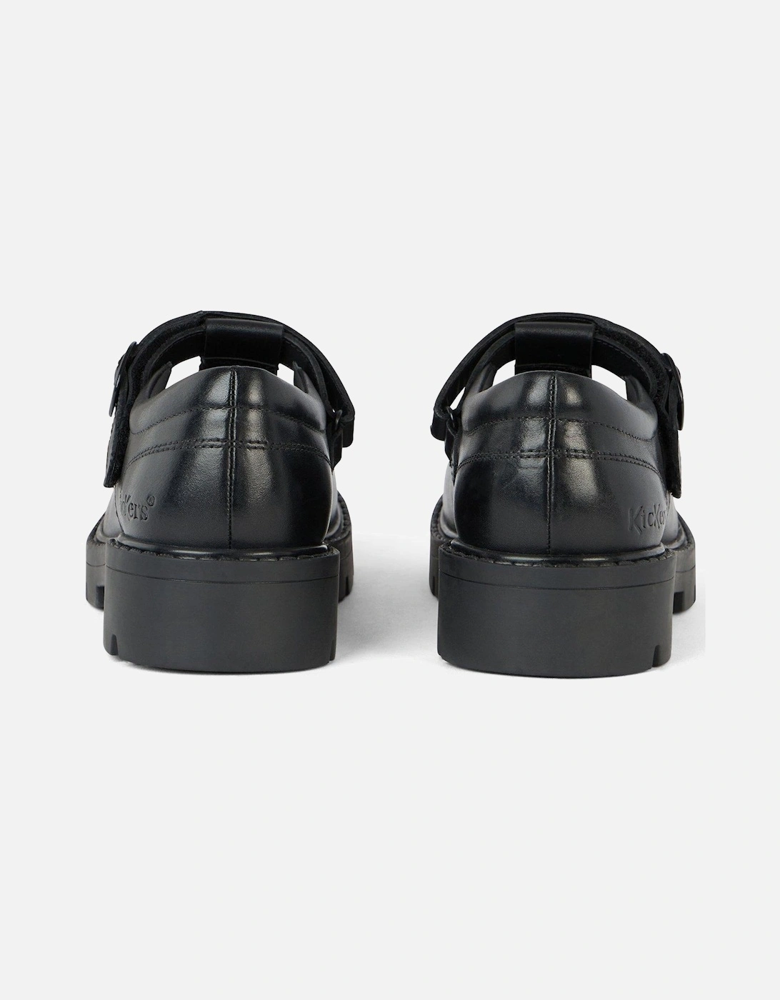 Girls Kori T Bar Leather School Shoe - Black