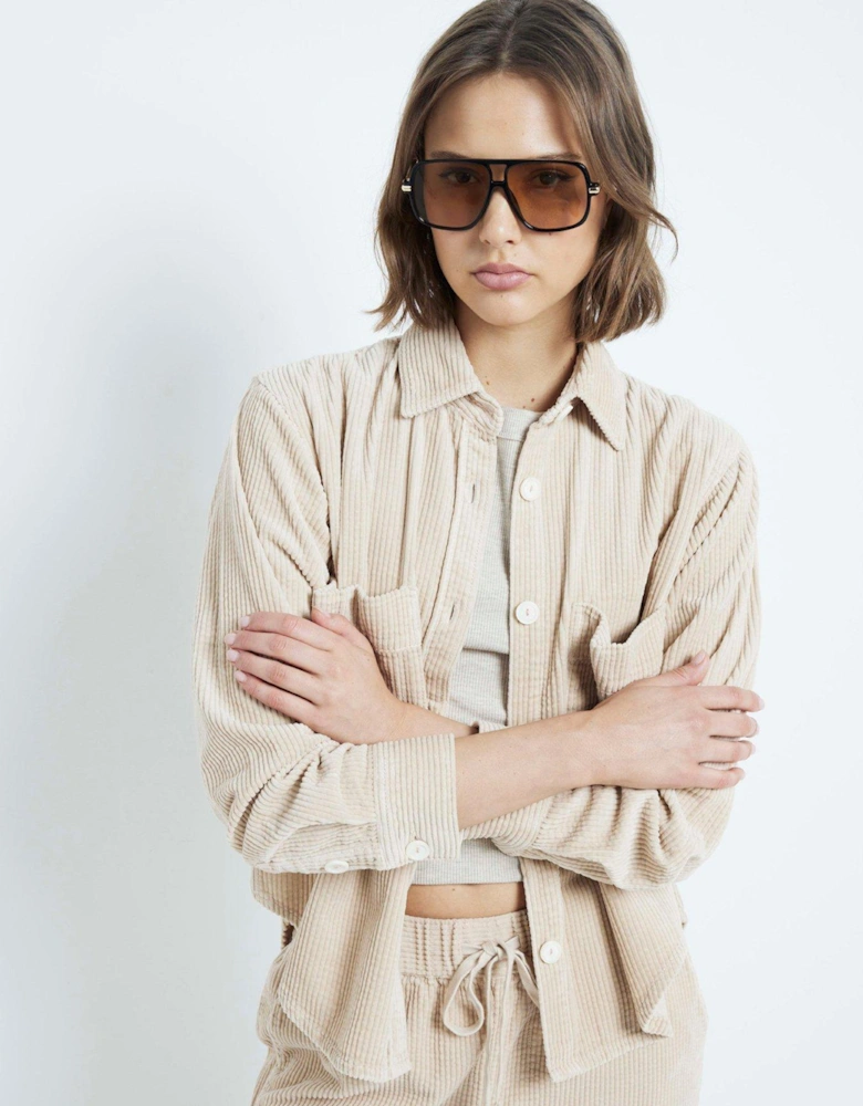 Relaxed Corduroy Shirt - Beige