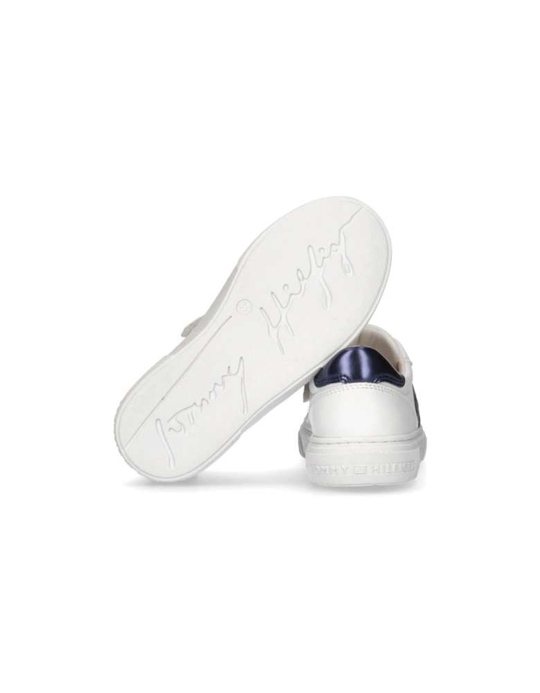 Girls Flag Low Cut Lace-Up Sneakers - White