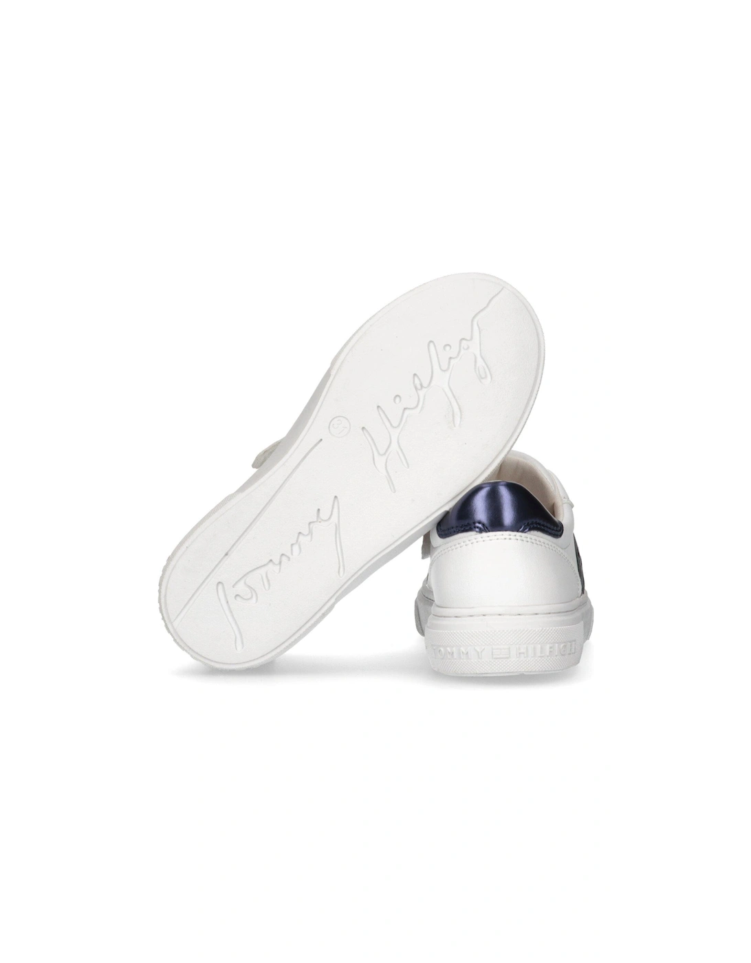 Girls Flag Low Cut Lace-Up Sneakers - White