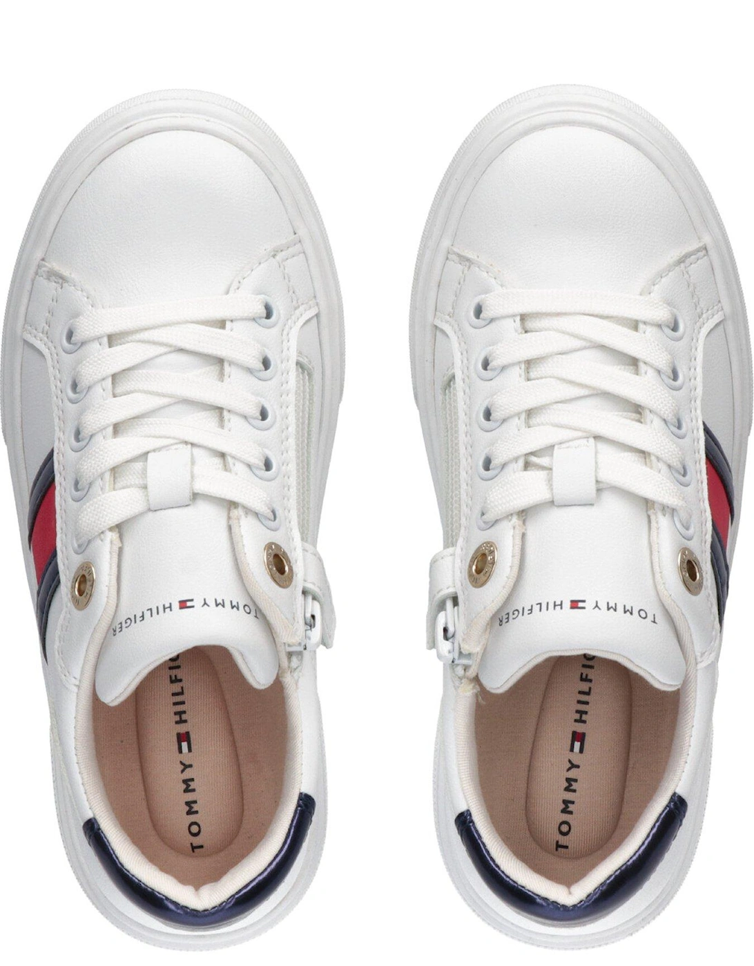 Girls Flag Low Cut Lace-Up Sneakers - White