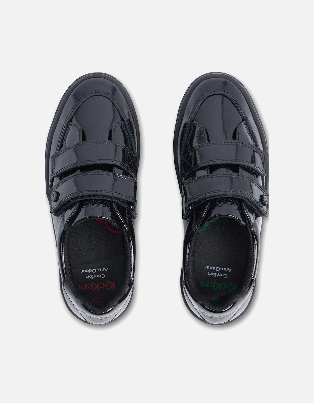 Girls Tovni Stack Lo Vel Patent Leather School Shoe - Black