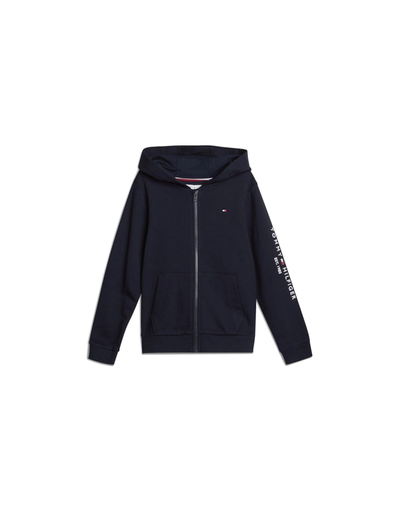 Kids Unisex Essential Zip Through Hoodie - Navy