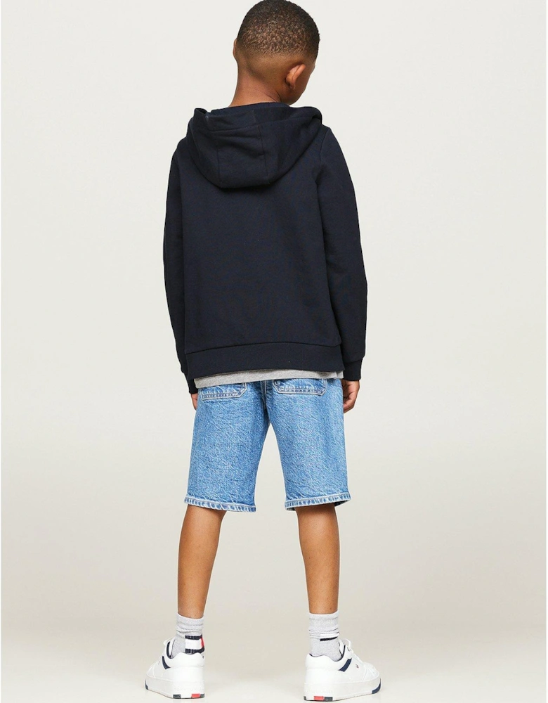 Kids Unisex Essential Zip Through Hoodie - Navy