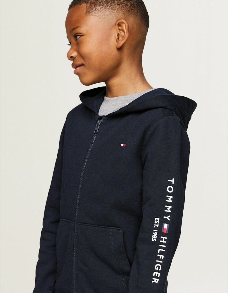 Kids Unisex Essential Zip Through Hoodie - Navy